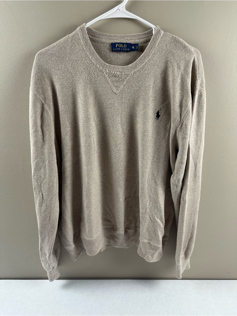 Ralph Lauren Men's Crewneck Sweater in Light Taupe